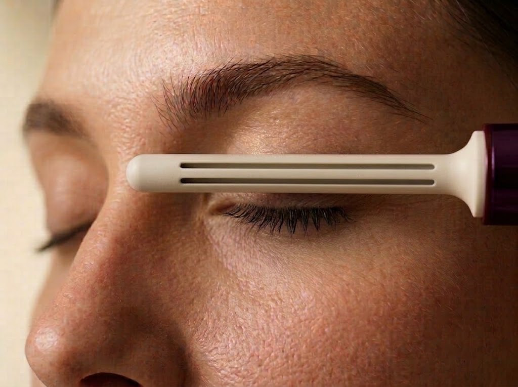 Furl resting horizontally just above the upper lashes